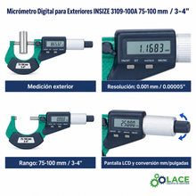 Micrómetro Digital para Exteriores INSIZE 3109-100A 75-100 mm / 3-4"