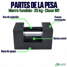 Pesa patrón paralelepípeda de hierro fundido LACE de 25 kg clase M1