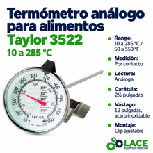 Termómetro análogo para alimentos Taylor 3522 – 10 a 285 °C
