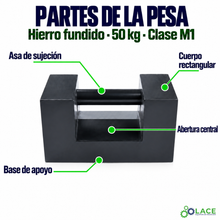 Pesa patrón paralelepípeda de hierro fundido LACE de 50 kg clase M1