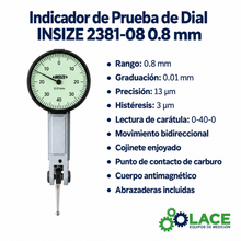 Indicador de Prueba de Dial INSIZE 2381-08 0.8 mm