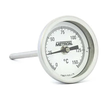 Termómetro Bimetálico. Carátula 3", Conexión  1/2" NPT. Posterior.