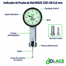 Indicador de Prueba de Dial INSIZE 2381-08 0.8 mm