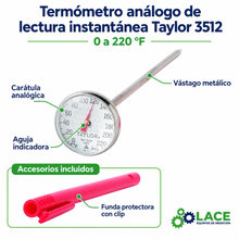 Termómetro análogo de lectura instantánea Taylor 3512 – 0 a 220 °F