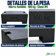 Pesa patrón paralelepípeda de hierro fundido LACE de 100 kg clase M1