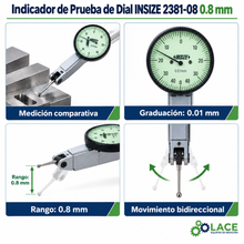 Indicador de Prueba de Dial INSIZE 2381-08 0.8 mm