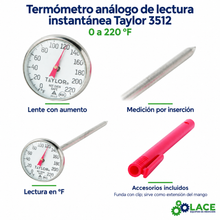 Termómetro análogo de lectura instantánea Taylor 3512 – 0 a 220 °F