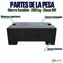 Pesa patrón paralelepípeda de hierro fundido LACE de 200 kg clase M1