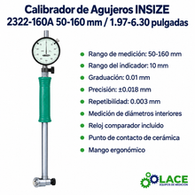 Calibrador de Agujeros INSIZE 2322-160A 50-160 mm / 1.97-6.30"