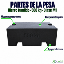 Pesa patrón paralelepípeda de hierro fundido LACE de 500 kg clase M1