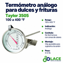 Termómetro análogo para dulces y frituras Taylor 3505 – 100 a 400 °F