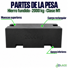 Pesa patrón paralelepípeda de hierro fundido LACE de 2000 kg clase M1