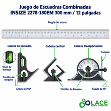 Juego de Escuadras Combinadas INSIZE 2278-180EM 300 mm / 12"