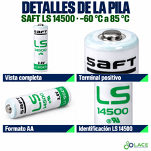 Pila primaria de litio SAFT LS 14500, de -60 °C a 85 °C