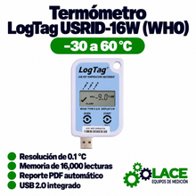 Termómetro LogTag desechable USRID-16W (WHO) (-30 a 60 °C)
