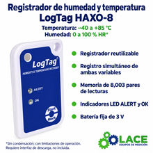 Termohigrómetro DataLogger LogTag HAXO-8 -40 °C a +85 °C / 0 a 100% HR