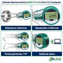 Calibrador Digital para Interiores INSIZE 2121-25 5-25 mm / 0.2-1.0"