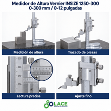 Medidor de Altura Vernier INSIZE 1250-300 0-300 mm / 0-12"