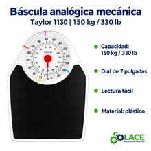 Báscula analógica mecánica Taylor 1130 – 150 kg / 330 lb