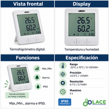 Termohigrómetro Digital INSIZE 9362-TH27 -20°C a 70°C / 0-100%RH