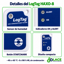 Termohigrómetro DataLogger LogTag HAXO-8 -40 °C a +85 °C / 0 a 100% HR