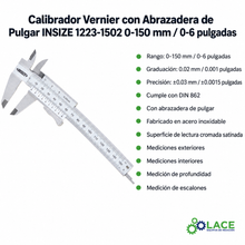 Calibrador Vernier con Abrazadera de Pulgar INSIZE 1223-1502 0-150 mm / 0-6"