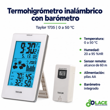 Termohigrometro Inalámbrico Con Barómetro 0°C a 50°C Taylor 1735