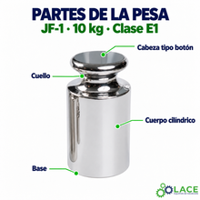 Pesa individual tipo botón en acero inoxidable JF-1 LACE de 10 kg clase E1