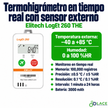 Termohigrómetro en tiempo real con sensor externo Data Logger Elitech LogEt 260 THE -40°C a 85°C y 0% HR a 100% HR