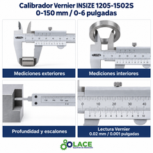 Calibrador Vernier INSIZE 1205-1502S 0-150 mm / 0-6"