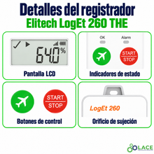 Termohigrómetro en tiempo real con sensor externo Data Logger Elitech LogEt 260 THE -40°C a 85°C y 0% HR a 100% HR