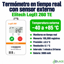 Termómetro en tiempo real con sensor externo Data Logger Elitech LogEt 260 TE -40°C a 85°C