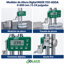 Medidor de Altura Digital INSIZE 1151-600A 0-600 mm / 0-24"