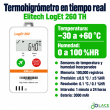 Termohigrómetro en tiempo real Data Logger Elitech LogEt 260 TH -30°C a 60°C y 0% HR a 100% HR