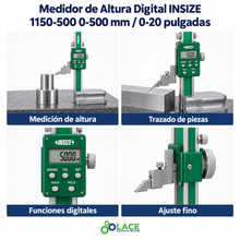 Medidor de Altura Digital INSIZE 1150-500 0-500 mm / 0-20"