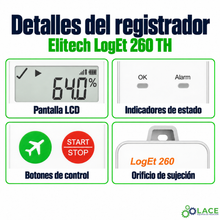 Termohigrómetro en tiempo real Data Logger Elitech LogEt 260 TH -30°C a 60°C y 0% HR a 100% HR