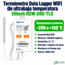 Termómetro Data Logger WiFi ultra baja temperatura Elitech RCW-260-TLE -200°C a 150°C
