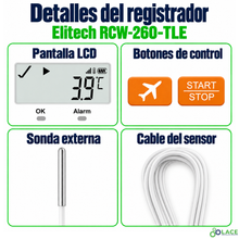 Termómetro Data Logger WiFi ultra baja temperatura Elitech RCW-260-TLE -200°C a 150°C