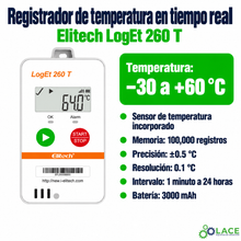 Registrador de temperatura en tiempo real Data Logger Elitech LogEt 260 T -30°C a 60°C