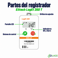 Registrador de temperatura en tiempo real Data Logger Elitech LogEt 260 T -30°C a 60°C
