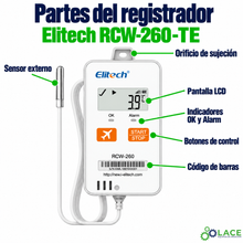 Termómetro Data Logger WiFi con sensor externo Elitech RCW-260-TE -40°C a 85°C