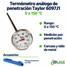 Termómetro Análogo De Penetración Taylor 6097J1 0°C a 150°C
