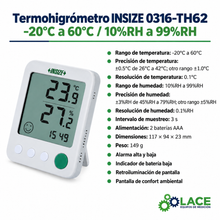 Termohigrómetro INSIZE 0316-TH62 -20°C a 60°C / 10%RH a 99%RH
