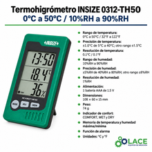 Termohigrómetro INSIZE 0312-TH50 0°C a 50°C / 10%RH a 90%RH