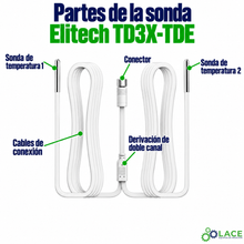 Sonda externa de doble canal de temperatura para Data Logger Elitech TD3X-TDE (-40 °C a 85 °C)