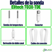 Sonda externa de doble canal de temperatura para Data Logger Elitech TD3X-TDE (-40 °C a 85 °C)