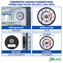 Termómetro Análogo Económico para Vitrina Avaly VA-613 -40 a 50°C (-40 a 120°F)
