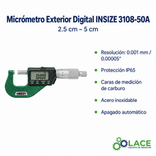 Micrómetro Exterior Digital  Insize 3108-50A 2.5 cm – 5 cm