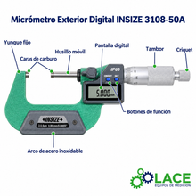 Micrómetro Exterior Digital  Insize 3108-50A 2.5 cm – 5 cm
