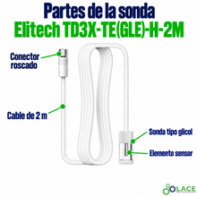 Sonda externa de temperatura tipo glicol para Data Logger Elitech TD3X-TE(GLE)-H-2M (-40 °C a 85°C)